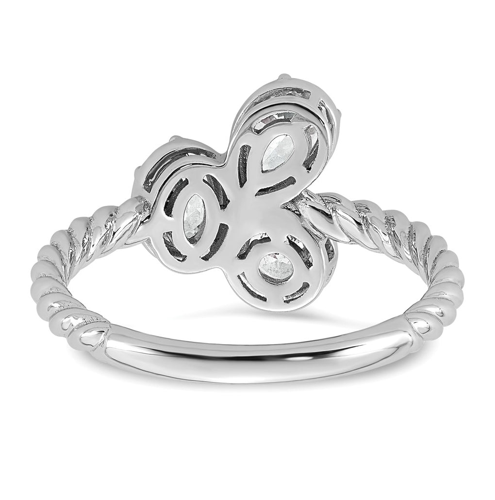 14k White Gold 1 carat Lab Grown Diamond VS+ F+ Complete Three Stone Fashion Ring