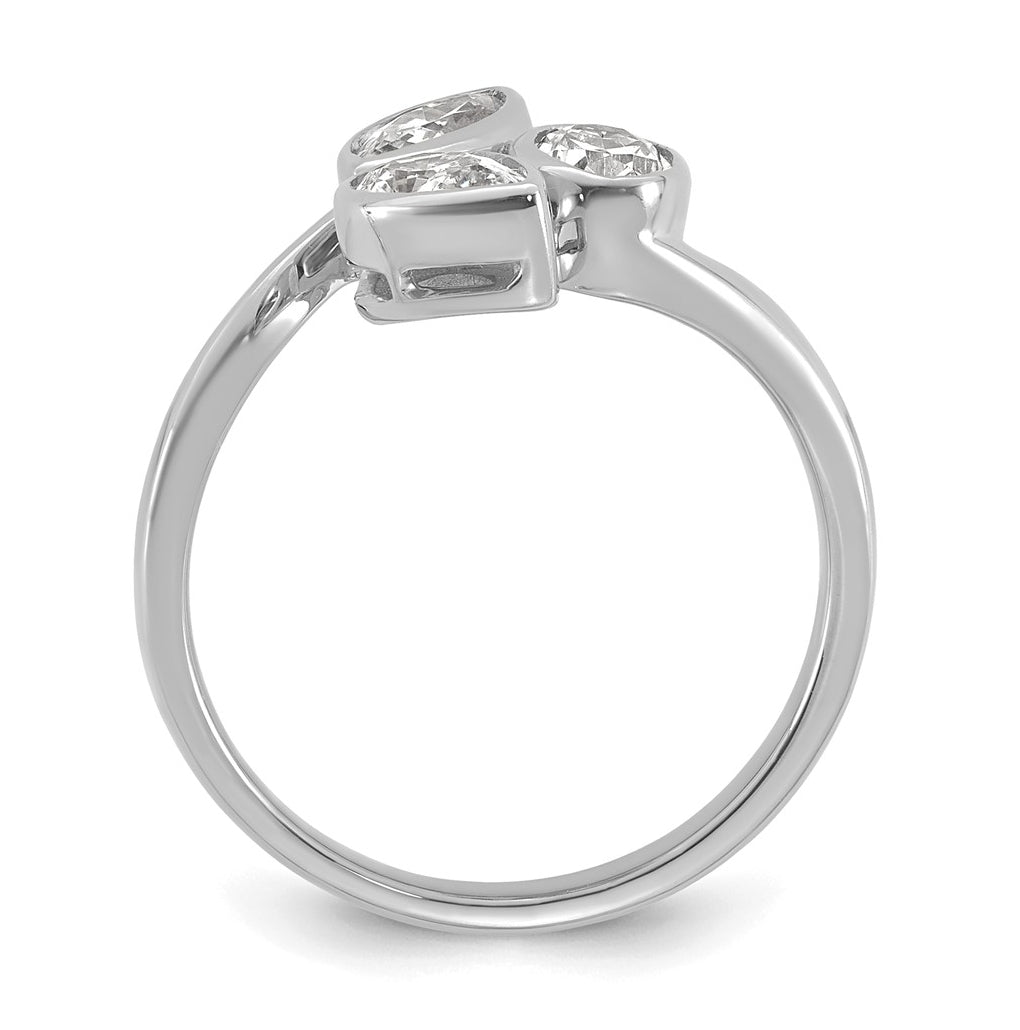 14k White Gold 1 carat Lab Grown Diamond VS+ F+ Complete Three Stone Fashion Ring