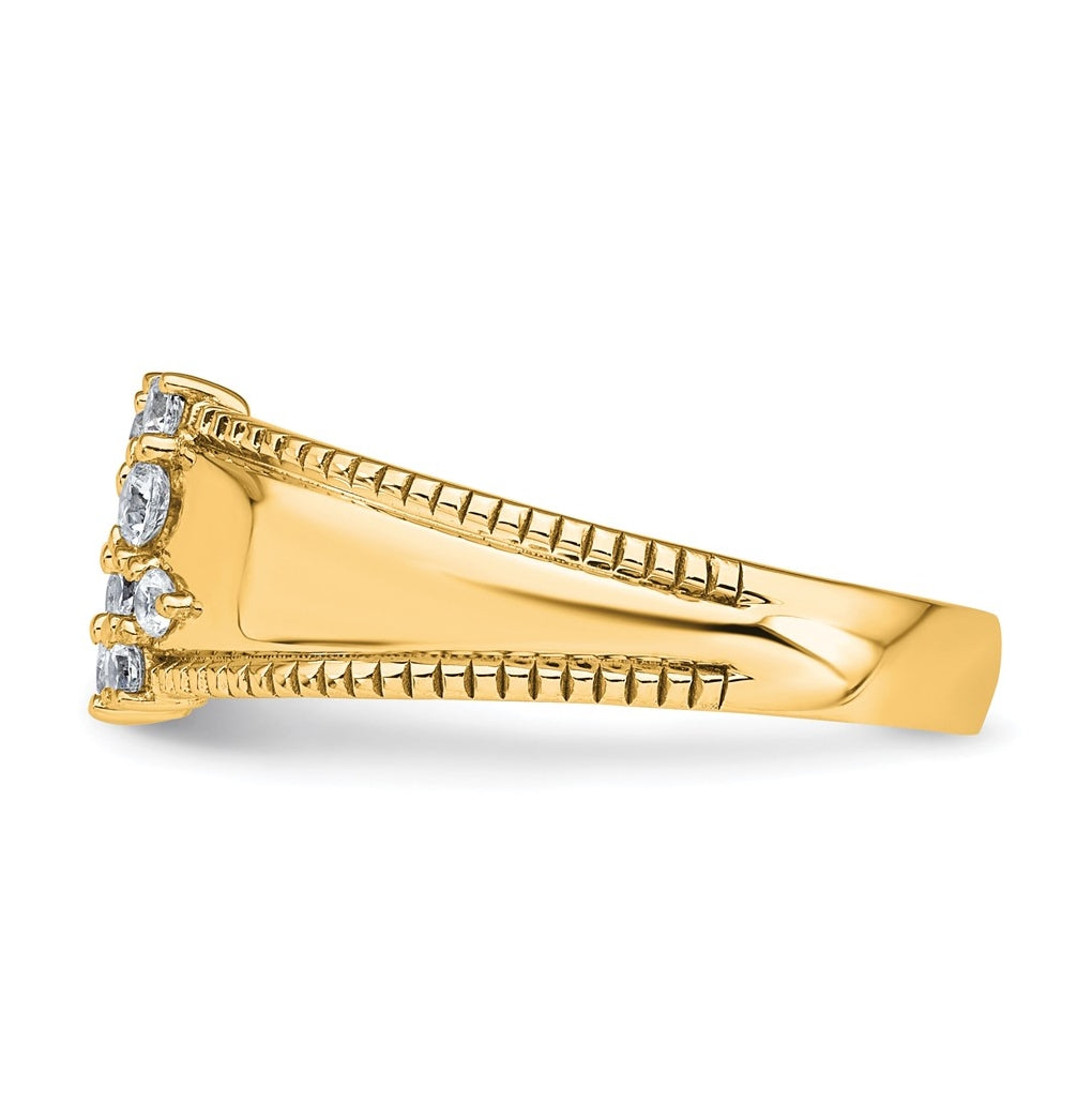 14k Yellow Gold 1/4 carat Lab Grown Diamond VS+ F+ Complete Fashion Ring