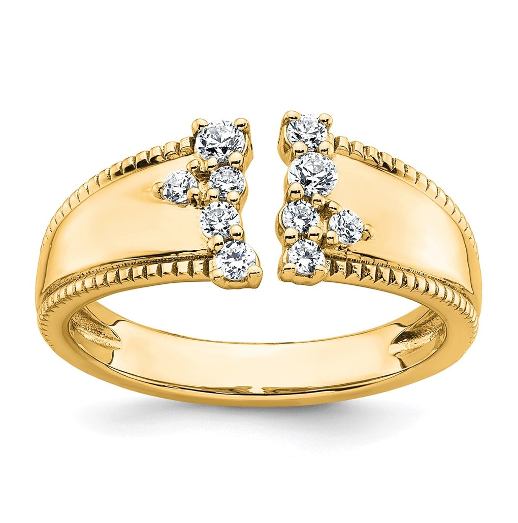 14k Yellow Gold 1/4 carat Lab Grown Diamond VS+ F+ Complete Fashion Ring