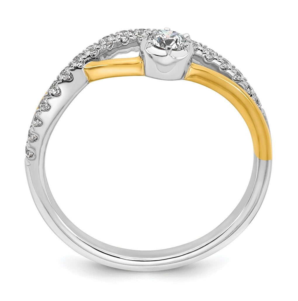 14k Two-Tone Yellow and White Gold 1/3 carat Lab Grown Diamond VS+ F+ Complete Fashion Twist Ring