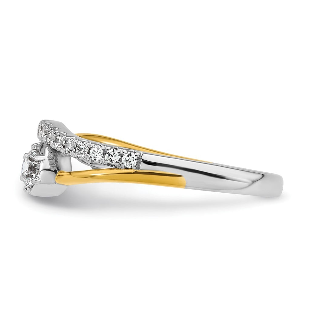 14k Two-Tone Yellow and White Gold 1/3 carat Lab Grown Diamond VS+ F+ Complete Fashion Twist Ring