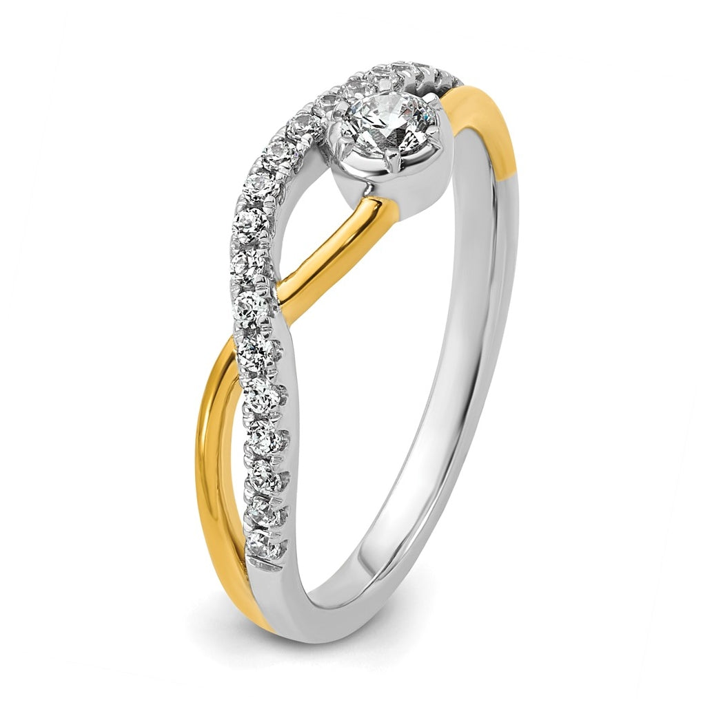 14k Two-Tone Yellow and White Gold 1/3 carat Lab Grown Diamond VS+ F+ Complete Fashion Twist Ring