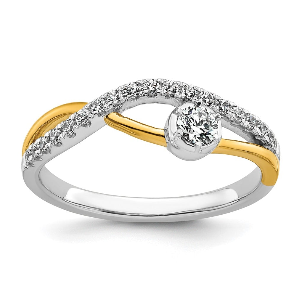 14k Two-Tone Yellow and White Gold 1/3 carat Lab Grown Diamond VS+ F+ Complete Fashion Twist Ring