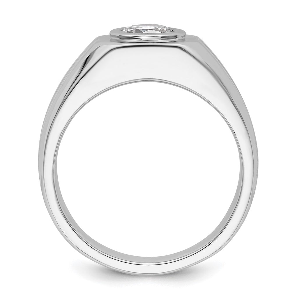 IBGoodman 14k White Gold 1 carat Lab Grown Diamond VS+ F+ Round Complete Men's Ring