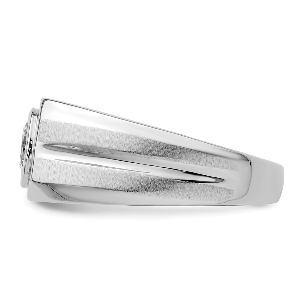 IBGoodman 14k White Gold 1 carat Lab Grown Diamond VS+ F+ Round Complete Men's Ring