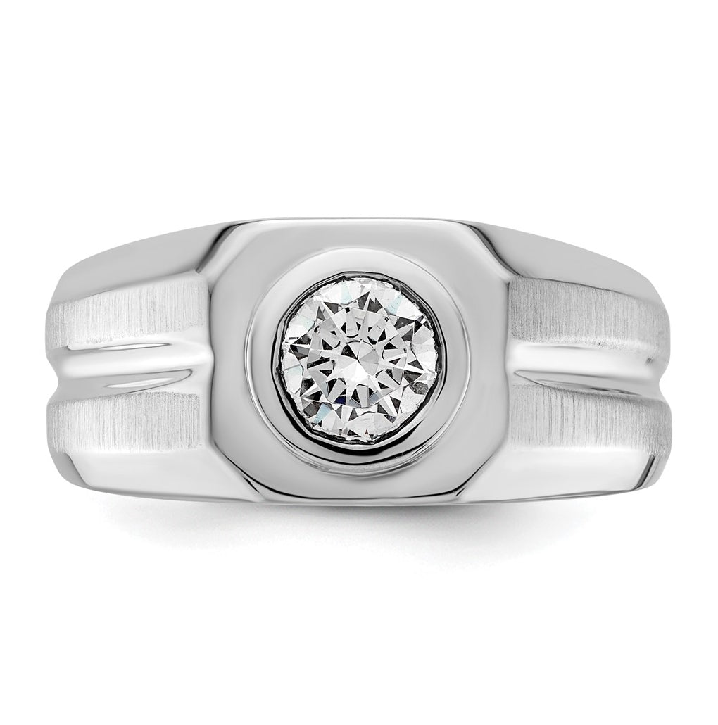 IBGoodman 14k White Gold 1 carat Lab Grown Diamond VS+ F+ Round Complete Men's Ring