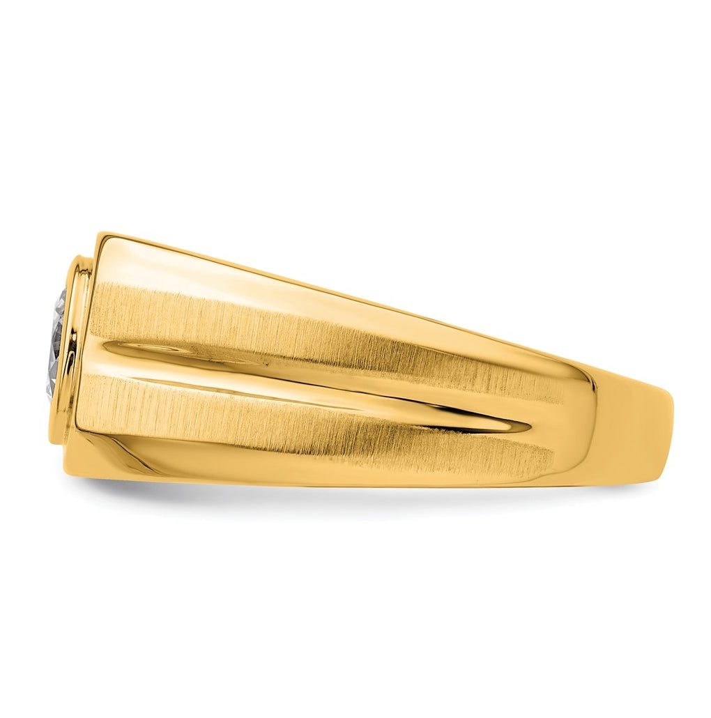 IBGoodman 14k Yellow Gold 1 carat Lab Grown Diamond VS+ F+ Round Complete Men's Ring