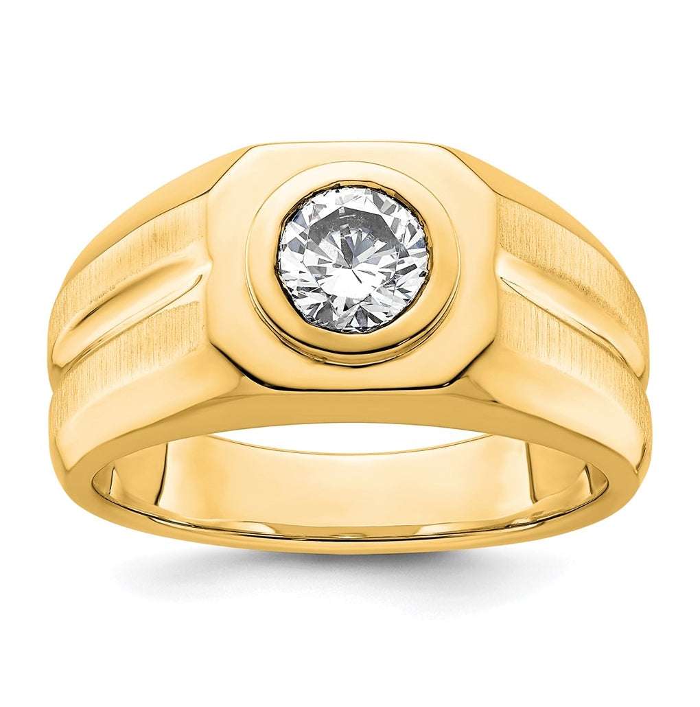 IBGoodman 14k Yellow Gold 1 carat Lab Grown Diamond VS+ F+ Round Complete Men's Ring