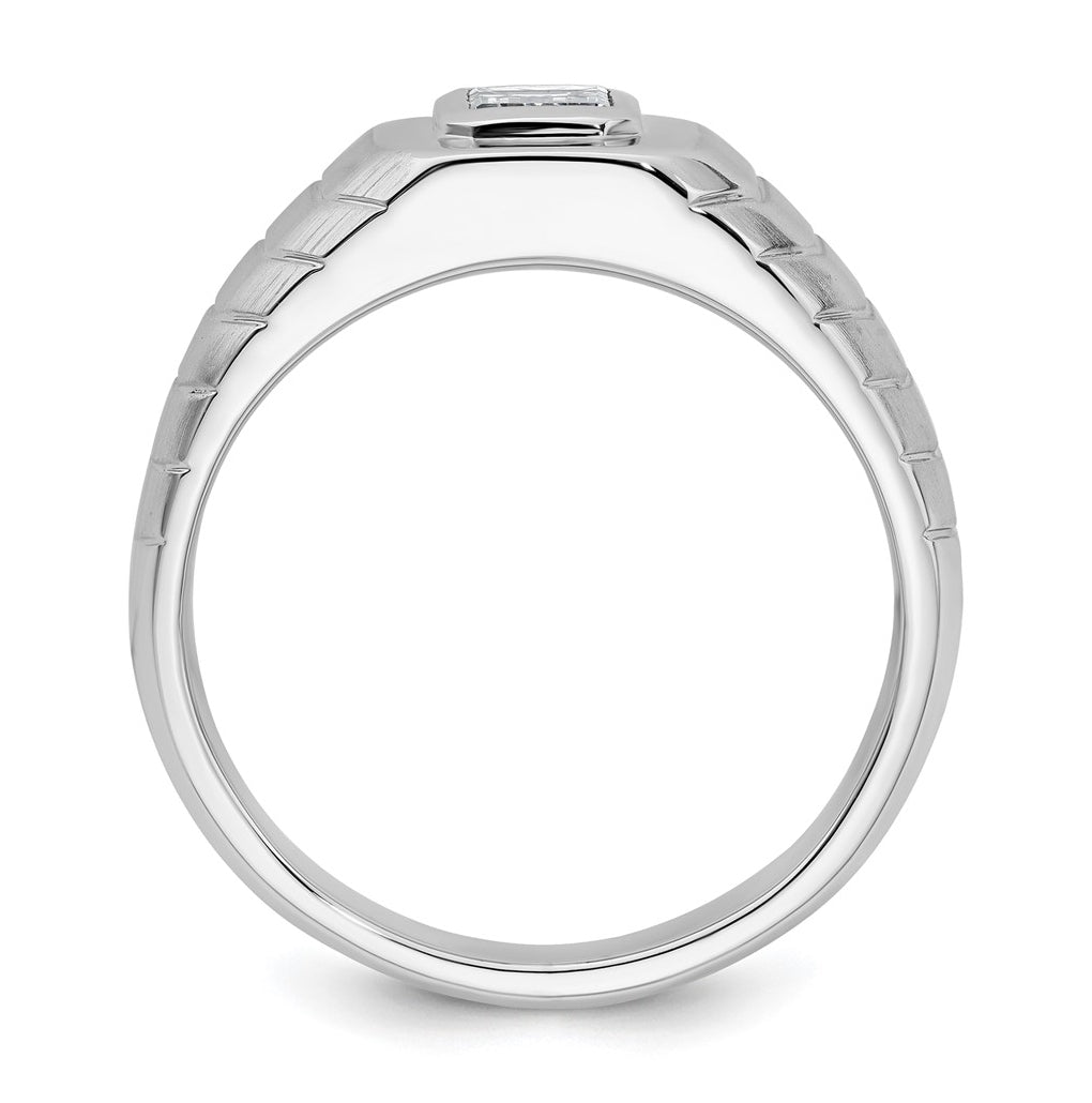 IBGoodman 14k White Gold 3/4 carat Lab Grown Diamond VS+ F+ Radiant Complete Men's Ring