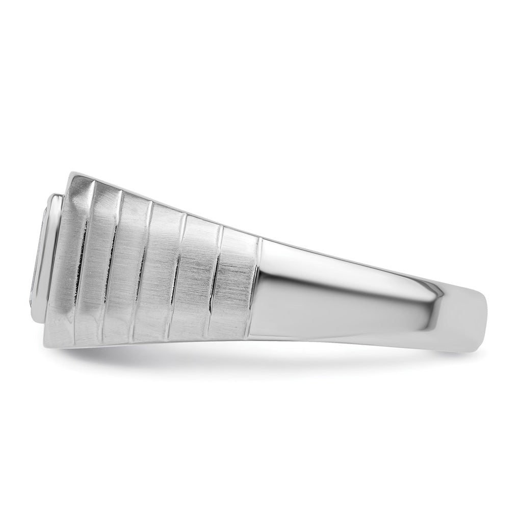 IBGoodman 14k White Gold 3/4 carat Lab Grown Diamond VS+ F+ Radiant Complete Men's Ring