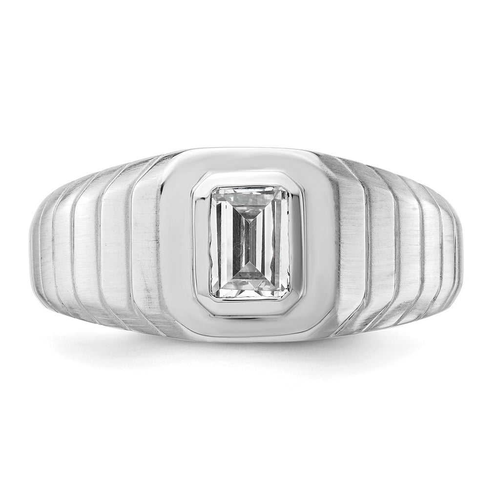 IBGoodman 14k White Gold 3/4 carat Lab Grown Diamond VS+ F+ Radiant Complete Men's Ring