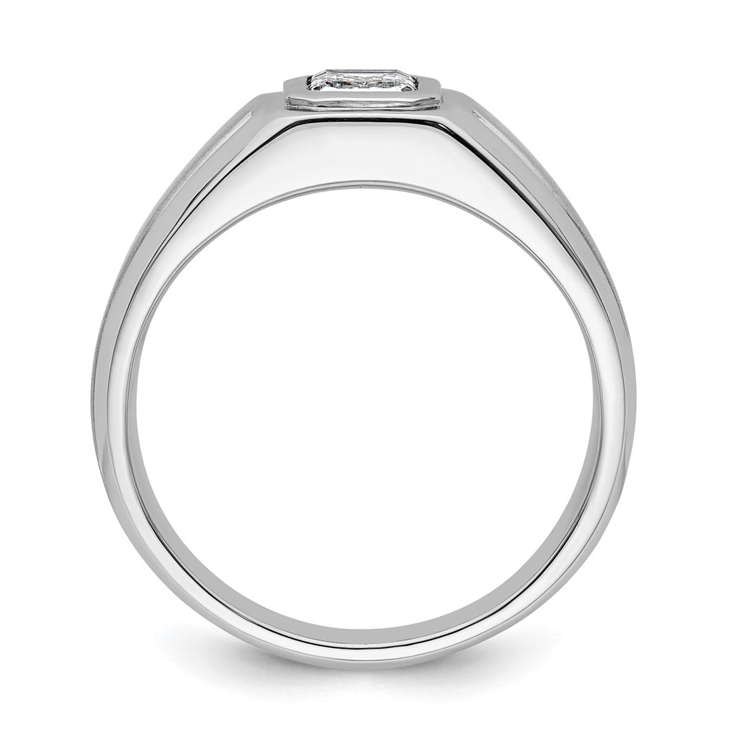 IBGoodman 14k White Gold 1 carat Lab Grown Diamond VS+ F+ Radiant Complete Men's Ring
