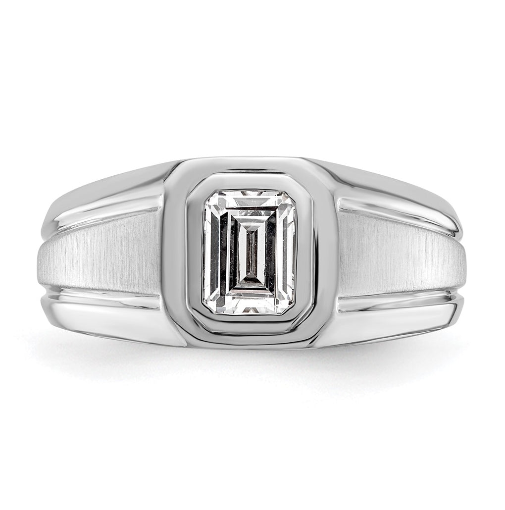 IBGoodman 14k White Gold 1 carat Lab Grown Diamond VS+ F+ Radiant Complete Men's Ring