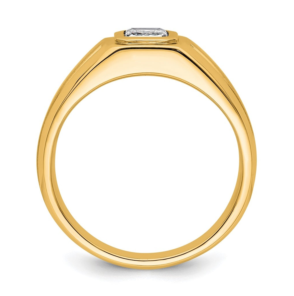 IBGoodman 14k Yellow Gold 1 carat Lab Grown Diamond VS+ F+ Radiant Complete Men's Ring