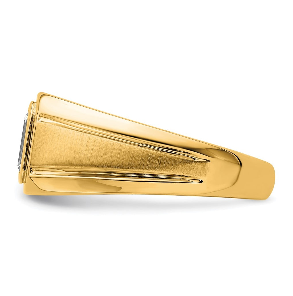 IBGoodman 14k Yellow Gold 1 carat Lab Grown Diamond VS+ F+ Radiant Complete Men's Ring