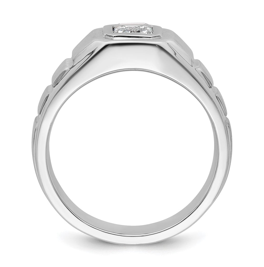 IBGoodman 14k White Gold 1 carat Lab Grown Diamond VS+ F+ Radiant Complete Men's Ring
