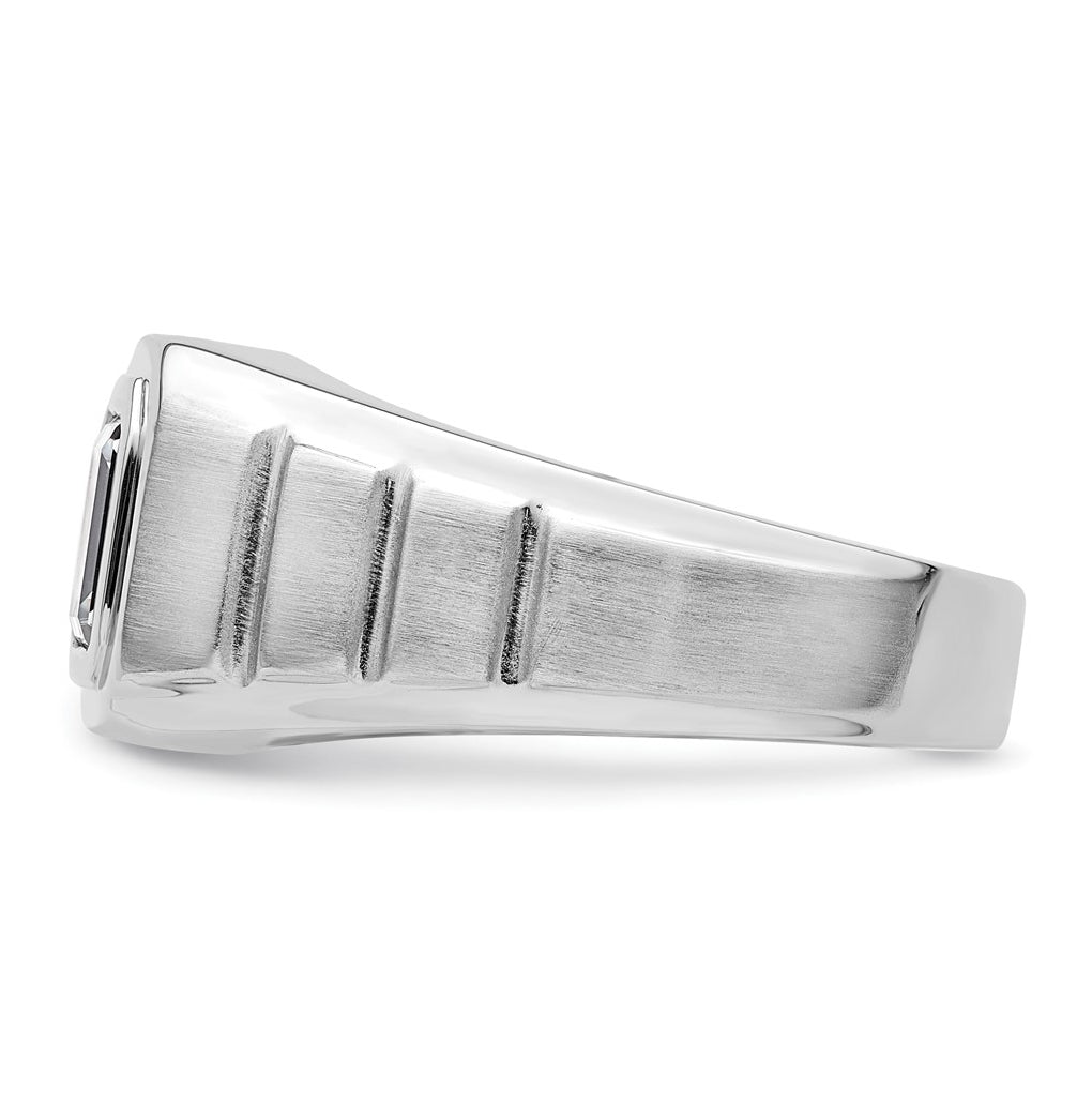 IBGoodman 14k White Gold 1 carat Lab Grown Diamond VS+ F+ Radiant Complete Men's Ring