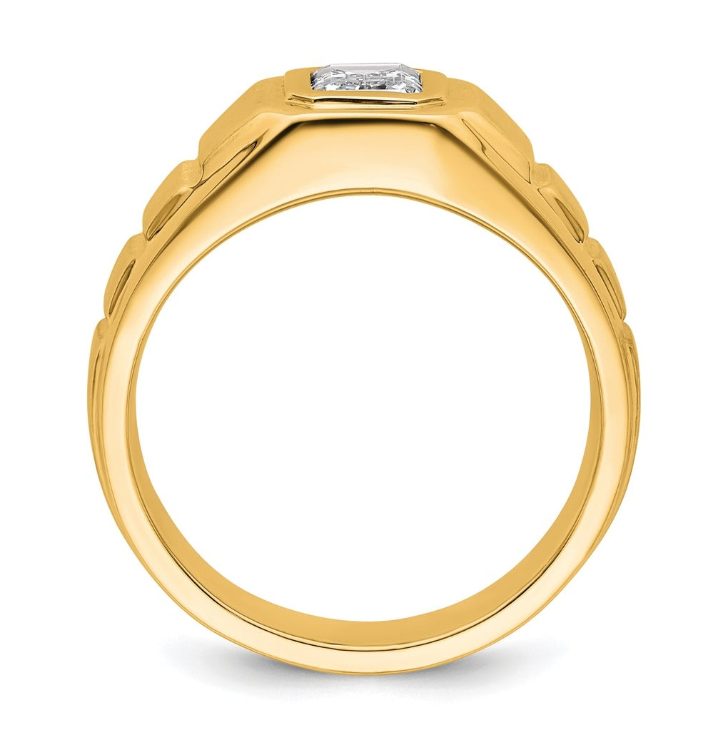 IBGoodman 14k Yellow Gold 1 carat Lab Grown Diamond VS+ F+ Radiant Complete Men's Ring