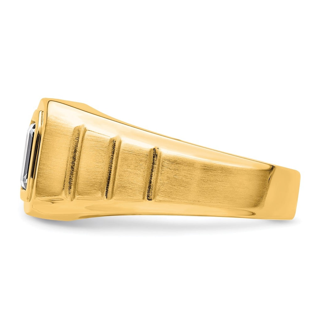 IBGoodman 14k Yellow Gold 1 carat Lab Grown Diamond VS+ F+ Radiant Complete Men's Ring