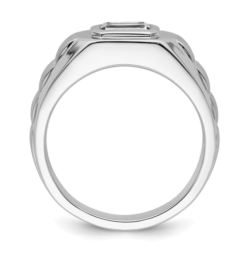 IBGoodman 14k White Gold 1 carat Lab Grown Diamond VS+ F+ Radiant Complete Men's Ring