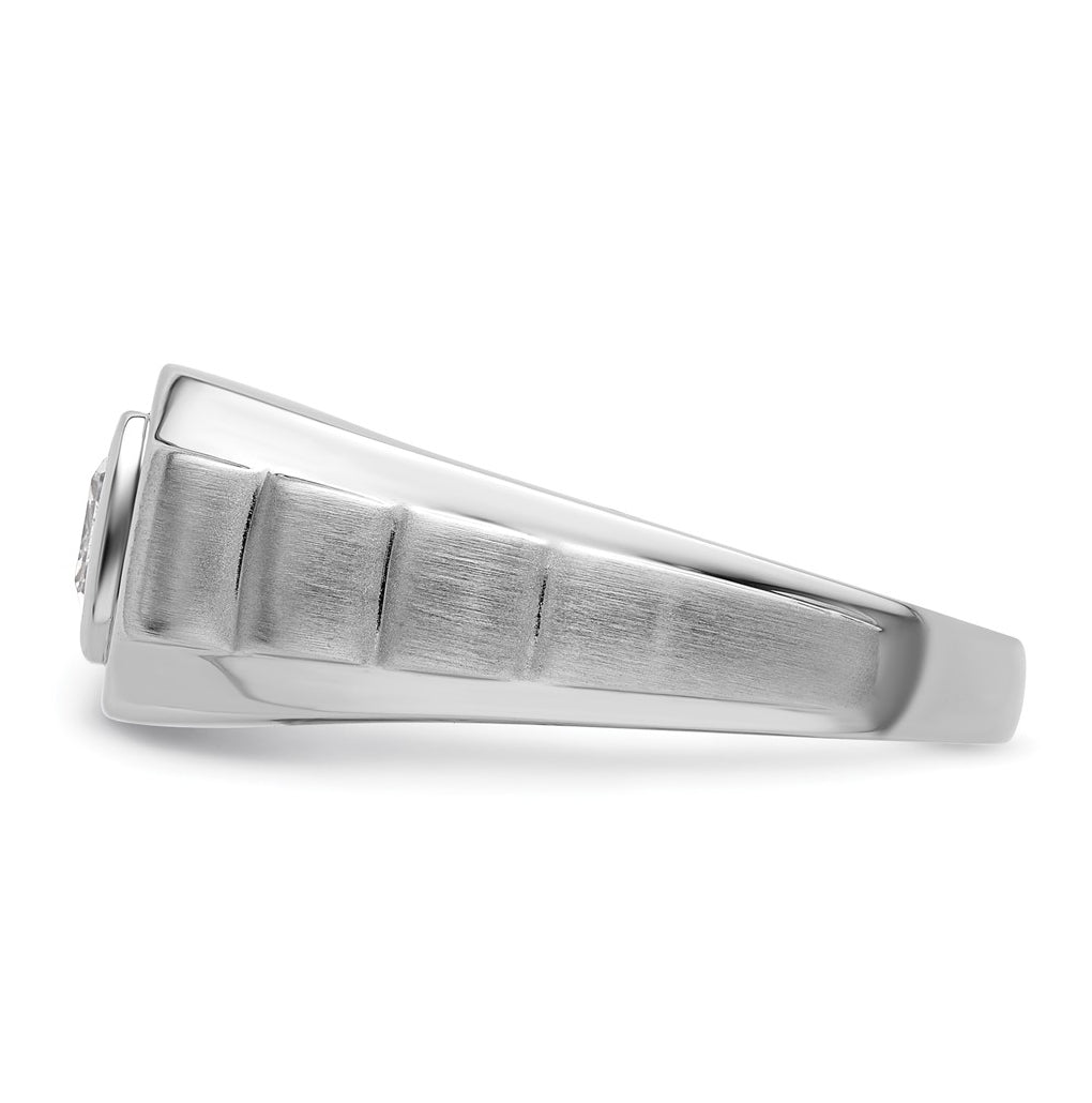 IBGoodman 14k White Gold 1 carat Lab Grown Diamond VS+ F+ Radiant Complete Men's Ring