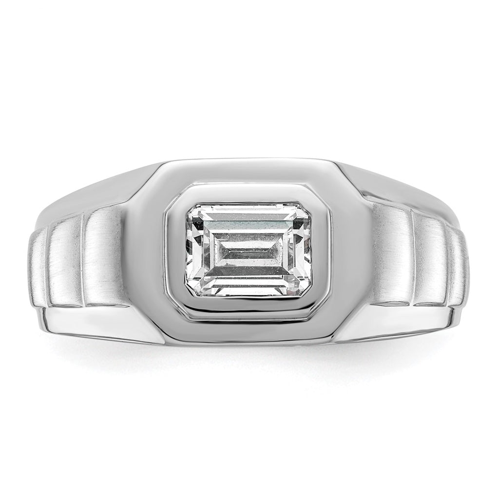 IBGoodman 14k White Gold 1 carat Lab Grown Diamond VS+ F+ Radiant Complete Men's Ring