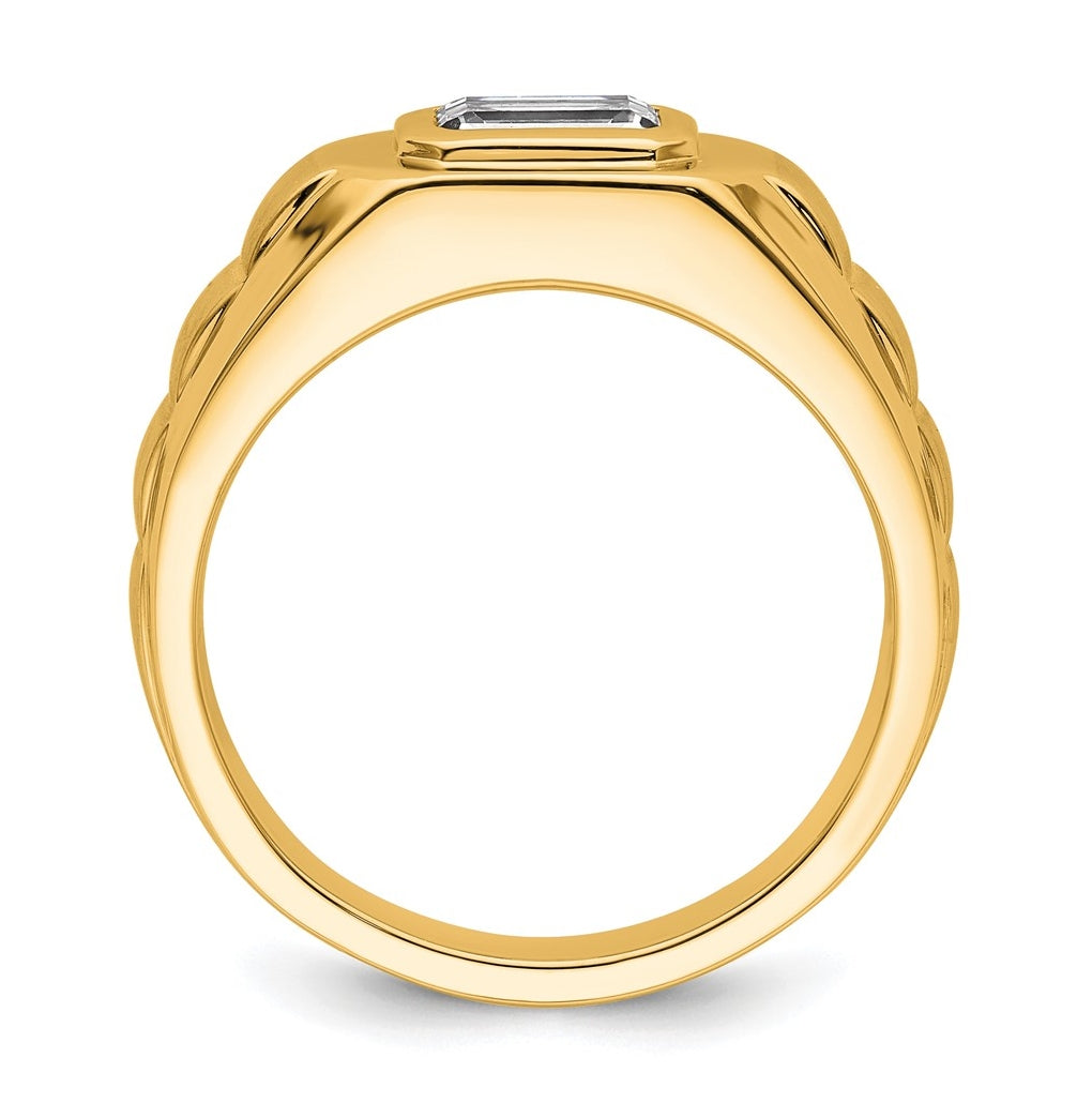 IBGoodman 14k Yellow Gold 1 carat Lab Grown Diamond VS+ F+ Radiant Complete Men's Ring