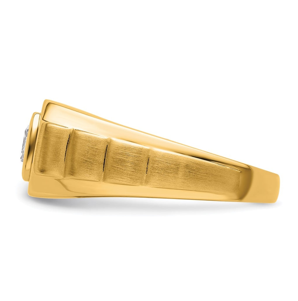 IBGoodman 14k Yellow Gold 1 carat Lab Grown Diamond VS+ F+ Radiant Complete Men's Ring
