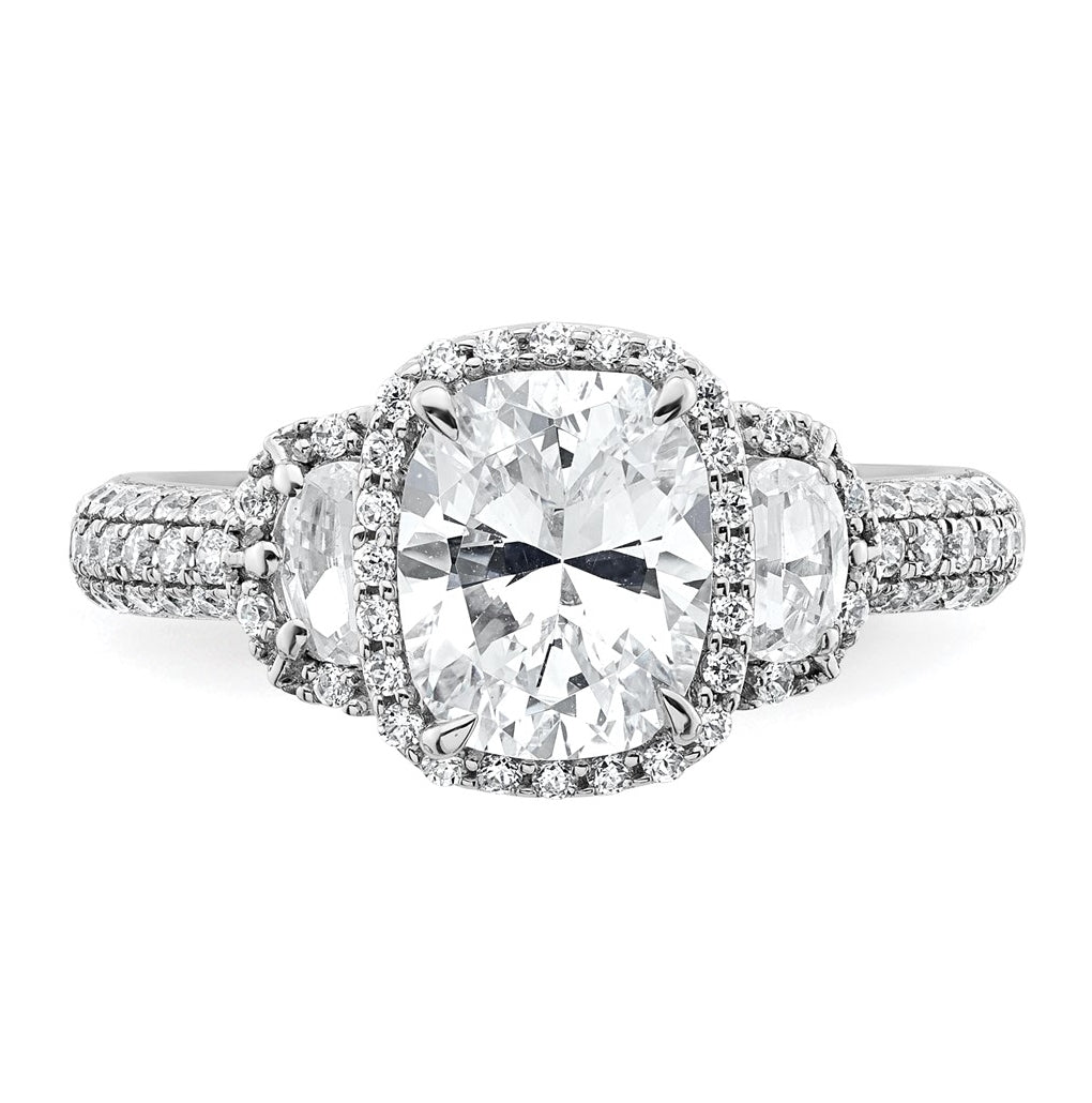 14k White Gold 2 7/8 carat Certified Lab Grown Diamond VS+ F+ Complete Oval Halo Engagement Ring