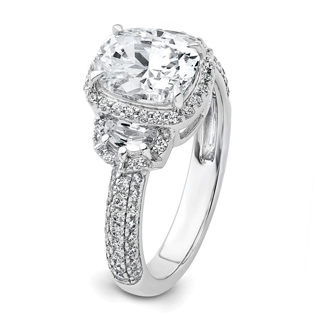 14k White Gold 2 7/8 carat Certified Lab Grown Diamond VS+ F+ Complete Oval Halo Engagement Ring