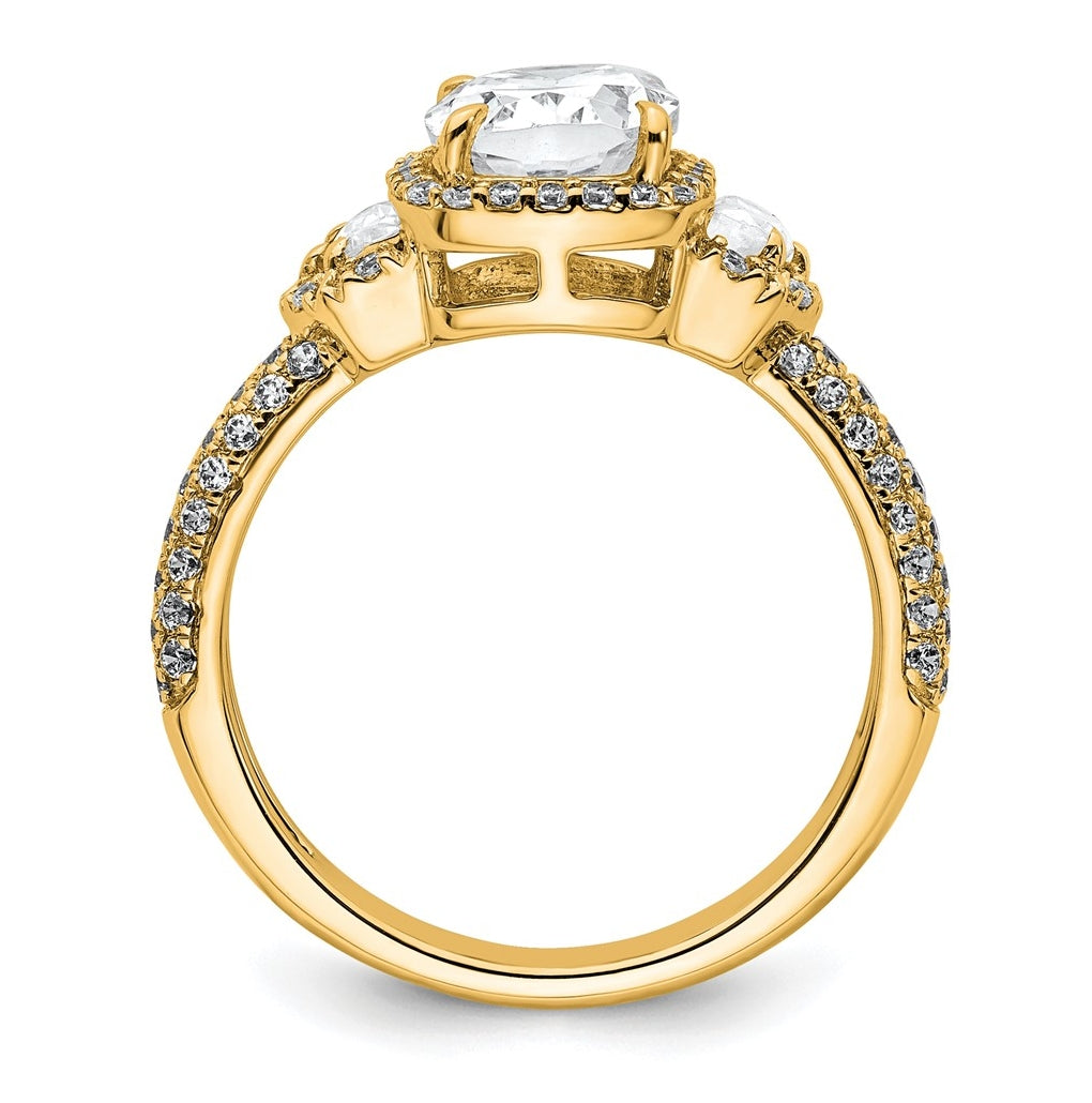 14k Yellow Gold 2 7/8 carat Certified Lab Grown Diamond VS+ F+ Complete Oval Halo Engagement Ring