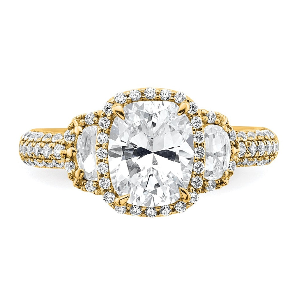 14k Yellow Gold 2 7/8 carat Certified Lab Grown Diamond VS+ F+ Complete Oval Halo Engagement Ring