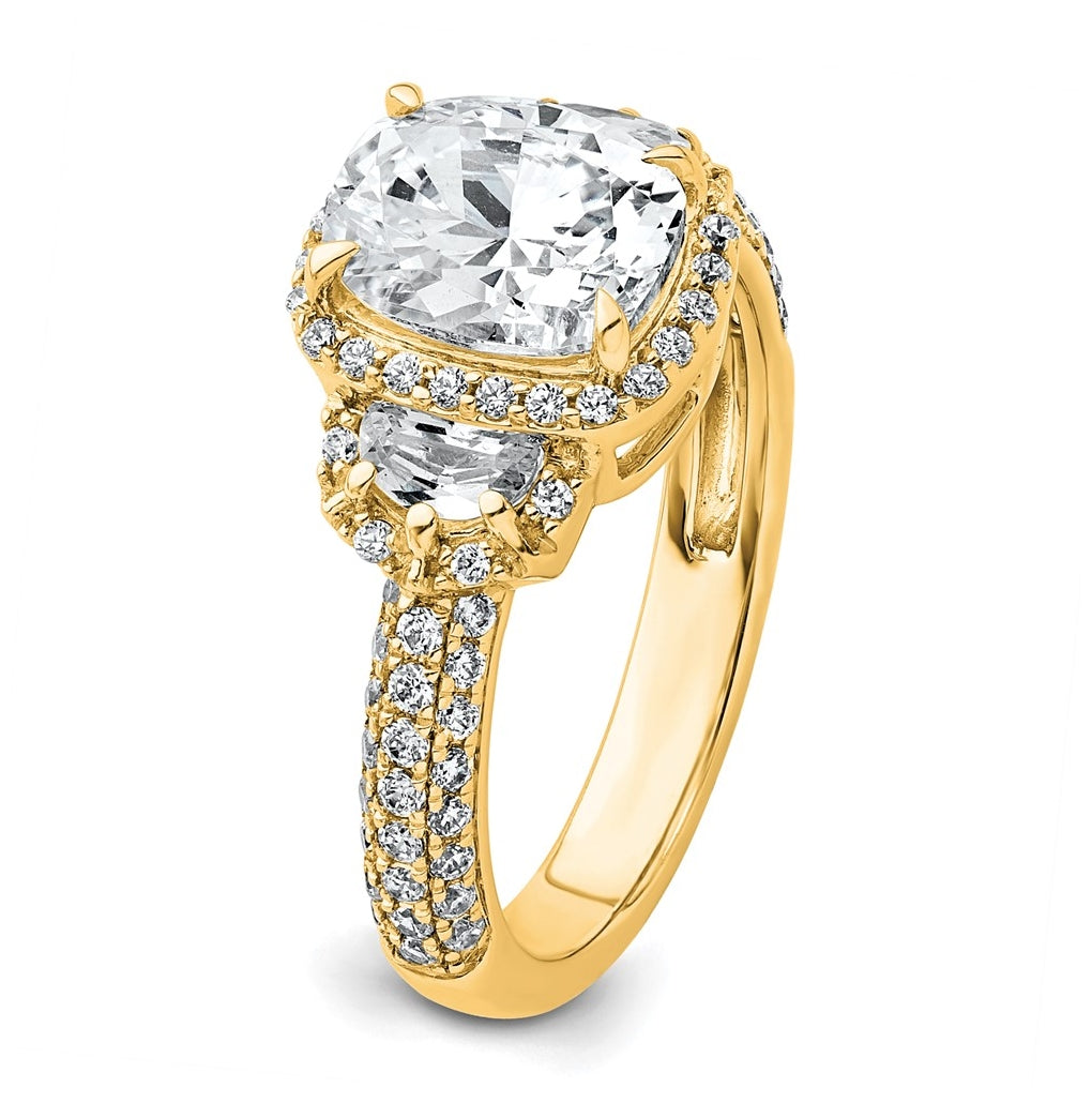 14k Yellow Gold 2 7/8 carat Certified Lab Grown Diamond VS+ F+ Complete Oval Halo Engagement Ring