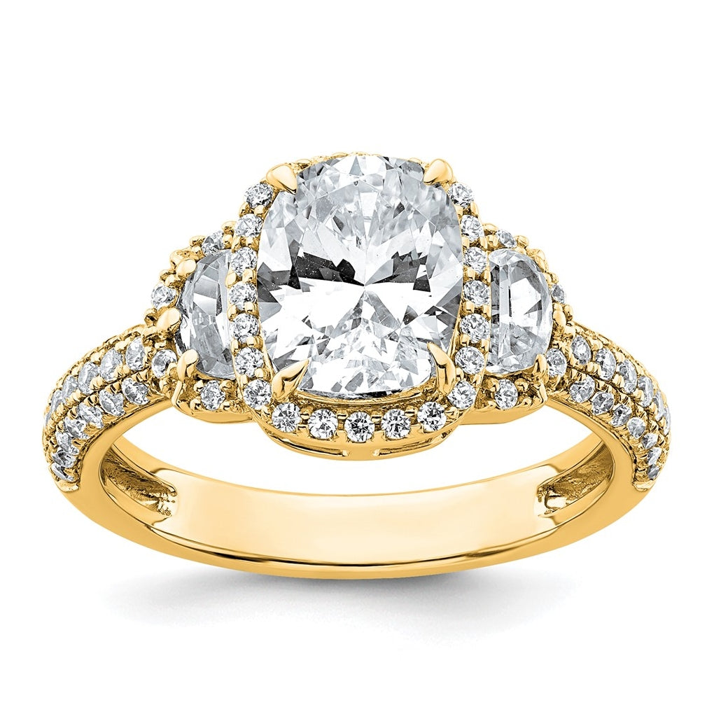 14k Yellow Gold 2 7/8 carat Certified Lab Grown Diamond VS+ F+ Complete Oval Halo Engagement Ring