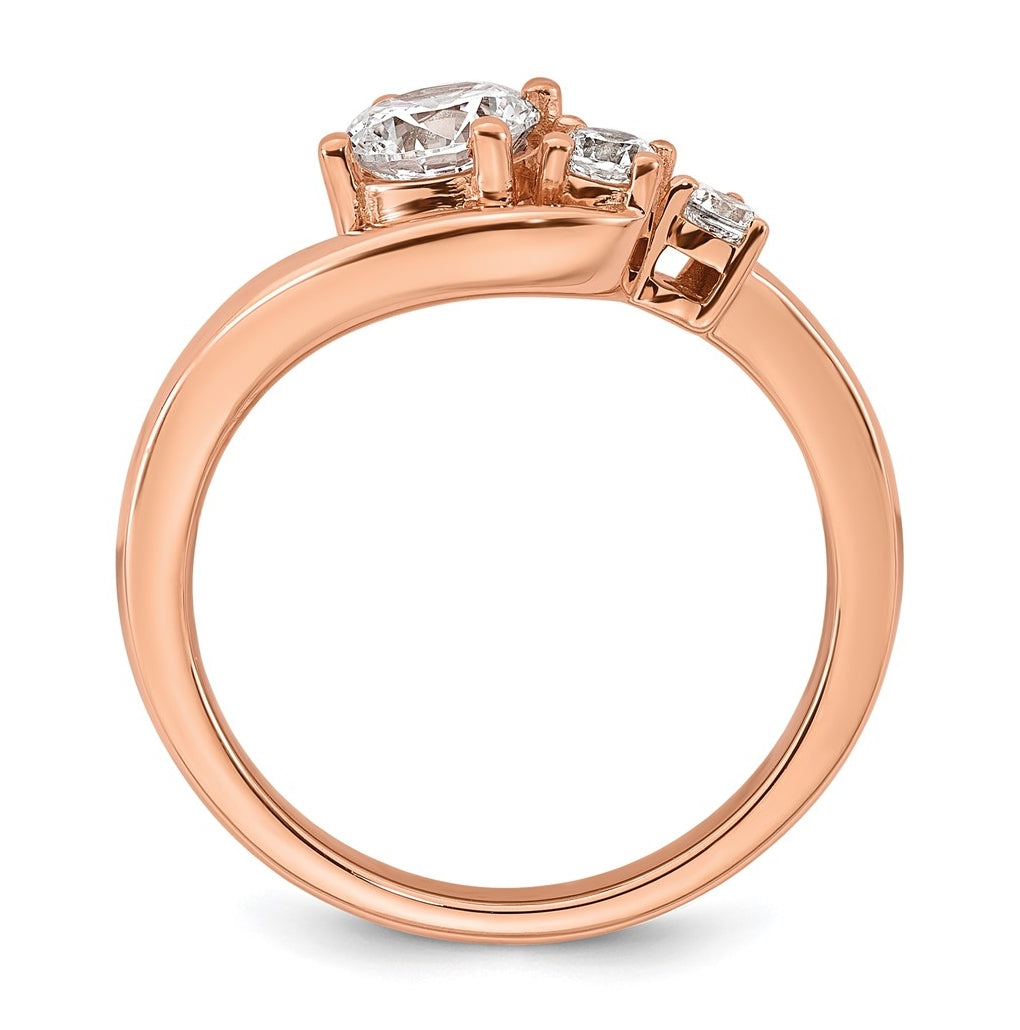 14k Rose Gold 3/4 carat Lab Grown Diamond VS+ F+ Round Complete Engagement Ring