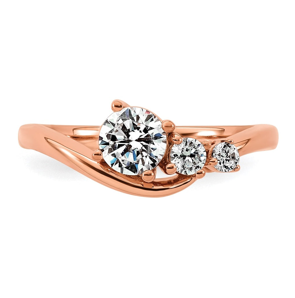 14k Rose Gold 3/4 carat Lab Grown Diamond VS+ F+ Round Complete Engagement Ring