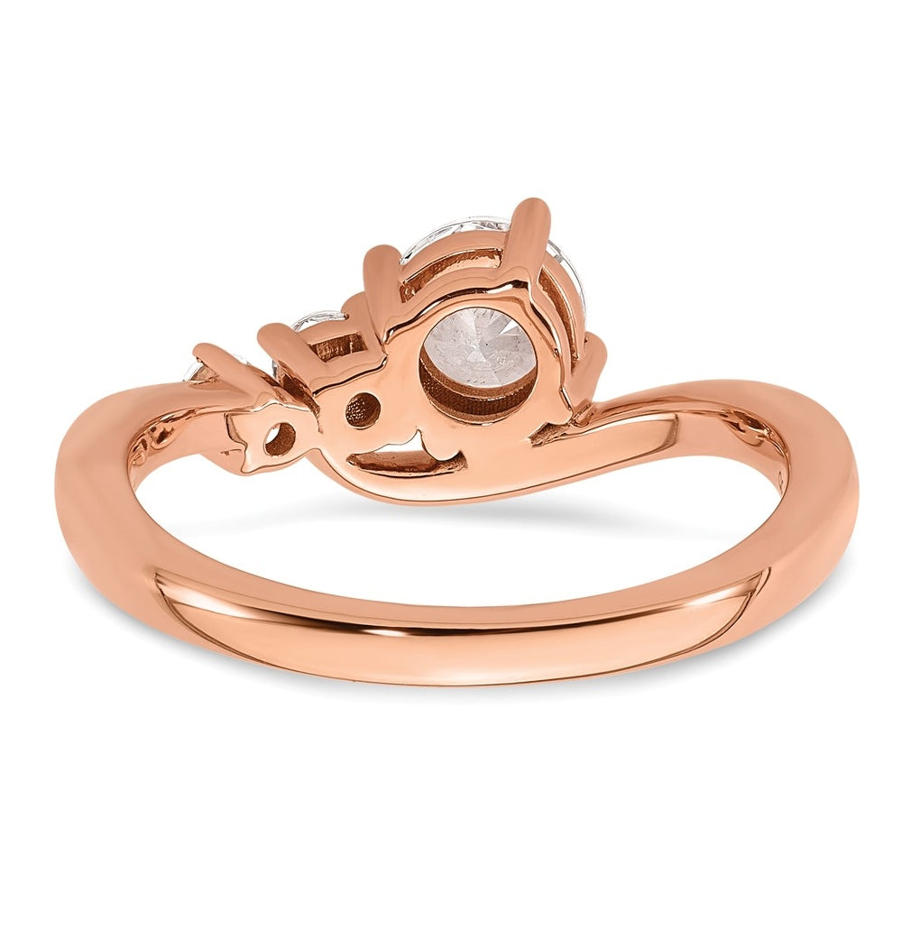 14k Rose Gold 3/4 carat Lab Grown Diamond VS+ F+ Round Complete Engagement Ring