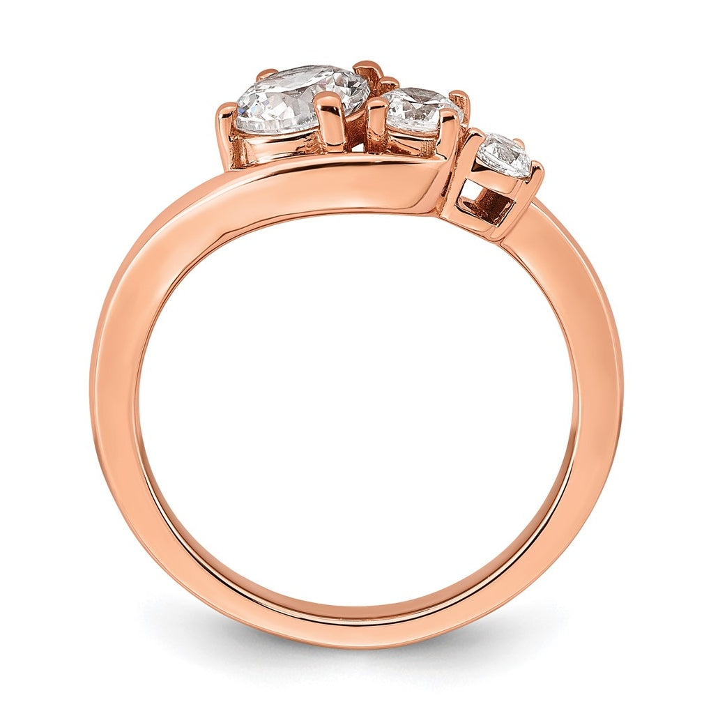 14k Rose Gold 1 carat Lab Grown Diamond VS+ F+ Round Complete Engagement Ring