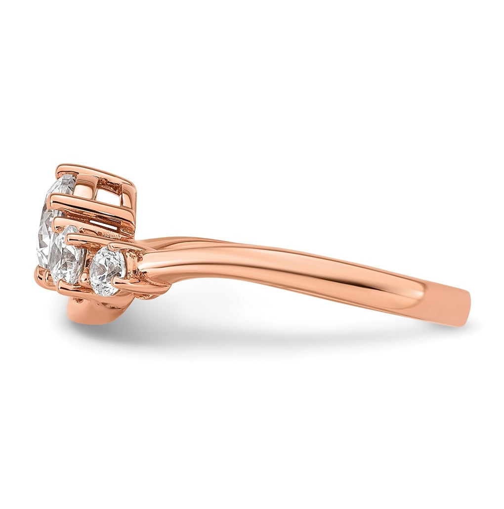 14k Rose Gold 1 carat Lab Grown Diamond VS+ F+ Round Complete Engagement Ring