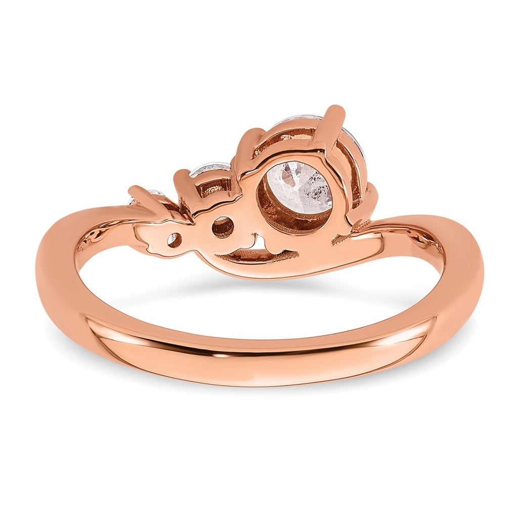 14k Rose Gold 1 carat Lab Grown Diamond VS+ F+ Round Complete Engagement Ring