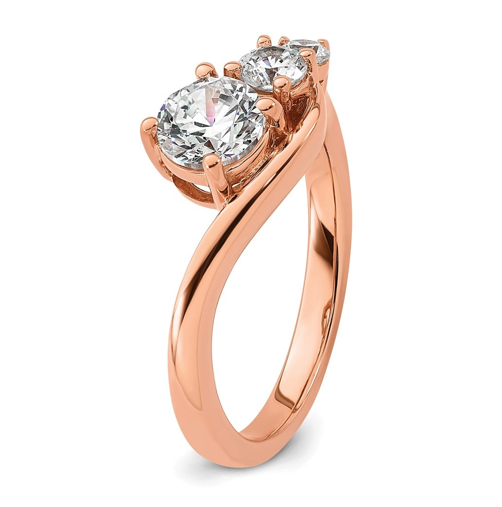 14k Rose Gold 1 carat Lab Grown Diamond VS+ F+ Round Complete Engagement Ring
