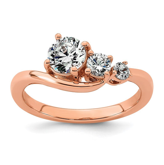 14k Rose Gold 1 carat Lab Grown Diamond VS+ F+ Round Complete Engagement Ring