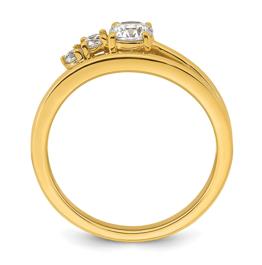 14k Yellow Gold 1/2 carat Lab Grown Diamond VS+ F+ Round Complete Engagement Ring