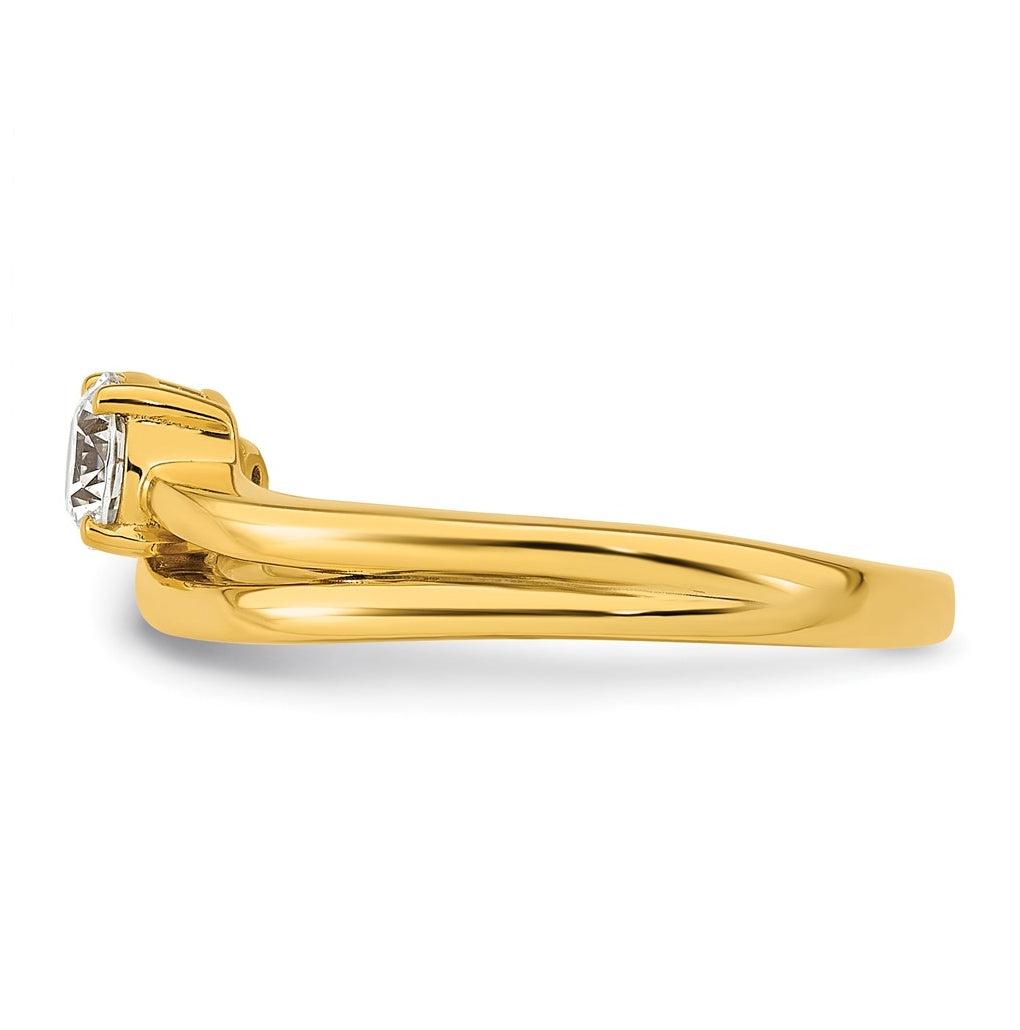 14k Yellow Gold 1/2 carat Lab Grown Diamond VS+ F+ Round Complete Engagement Ring