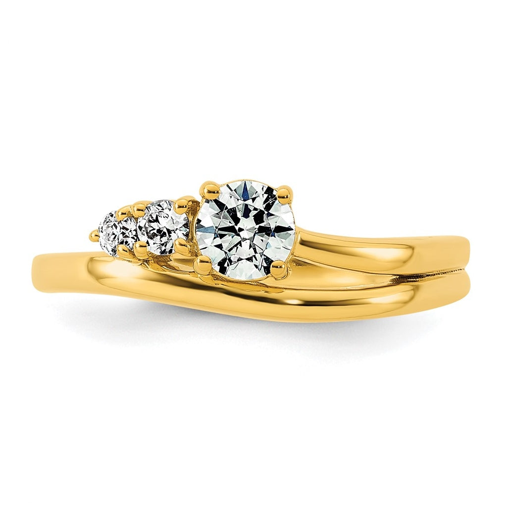 14k Yellow Gold 1/2 carat Lab Grown Diamond VS+ F+ Round Complete Engagement Ring