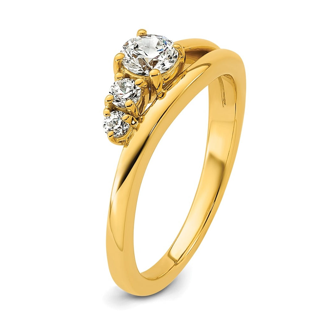 14k Yellow Gold 1/2 carat Lab Grown Diamond VS+ F+ Round Complete Engagement Ring