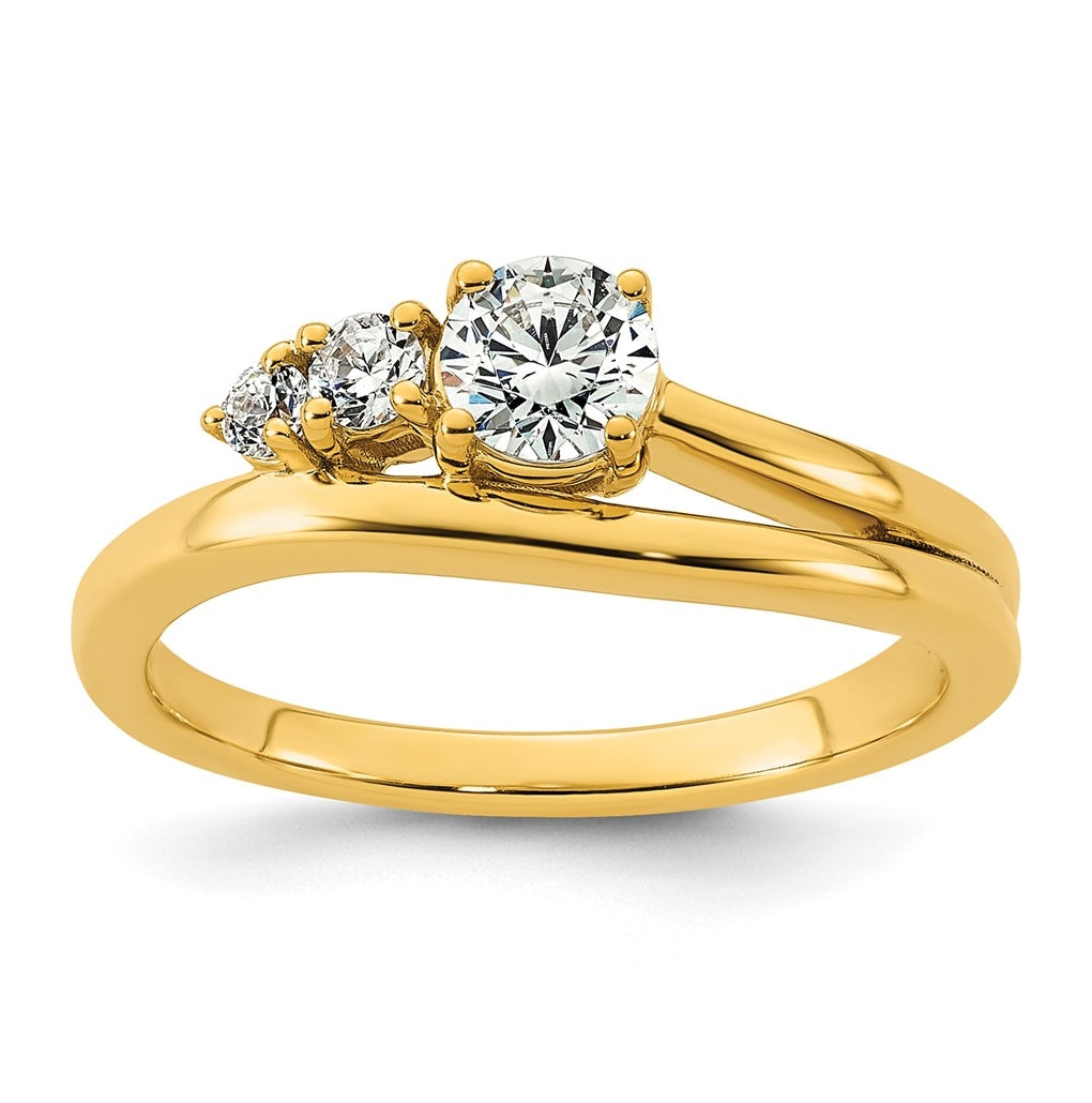 14k Yellow Gold 1/2 carat Lab Grown Diamond VS+ F+ Round Complete Engagement Ring