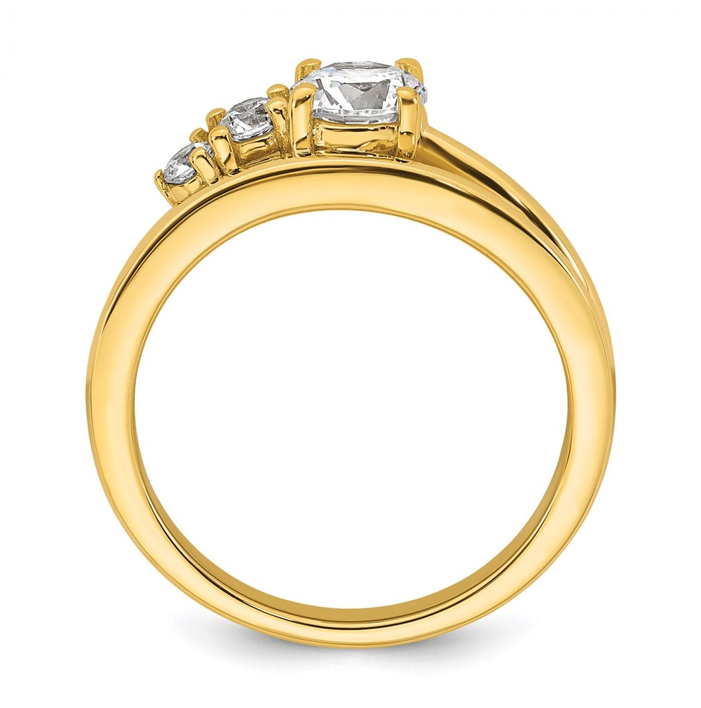 14k Yellow Gold 3/4 carat Lab Grown Diamond VS+ F+ Round Complete Engagement Ring