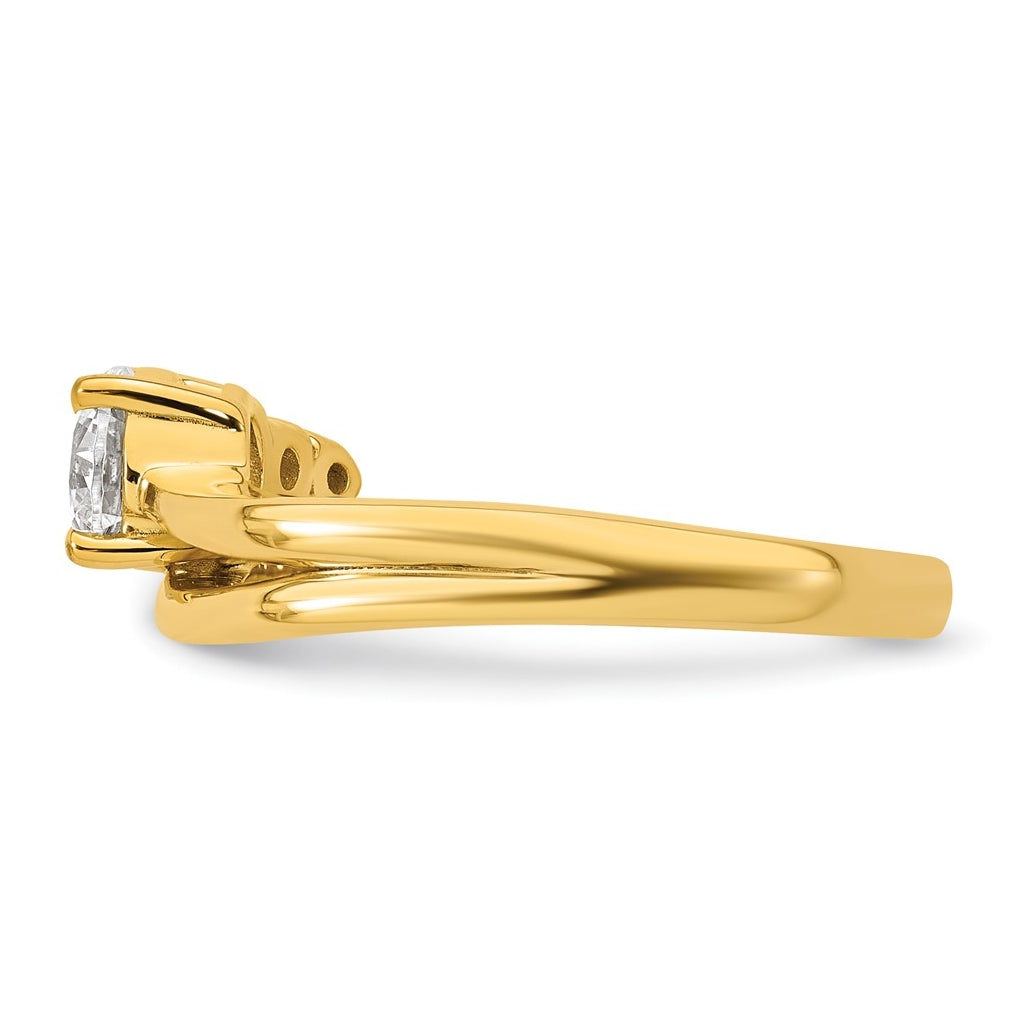 14k Yellow Gold 3/4 carat Lab Grown Diamond VS+ F+ Round Complete Engagement Ring